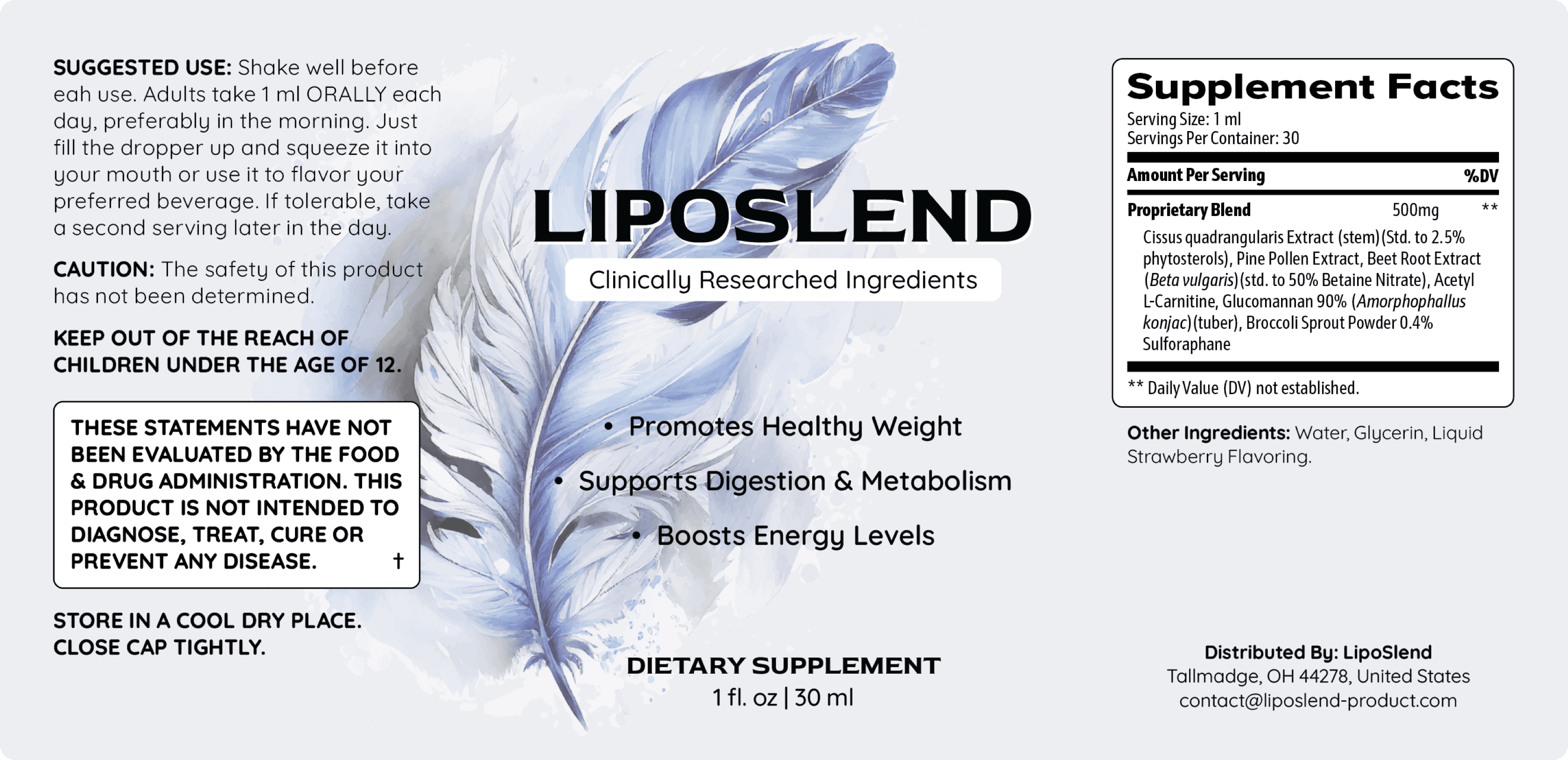 LipoSlend product label